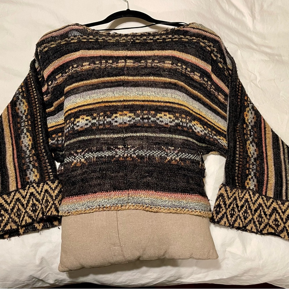 Free People Black and Brown Cardigan with Ornate Design - Picture 7 of 10